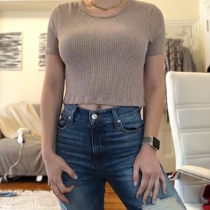 Brandy Melville Soft Beige Crop Top